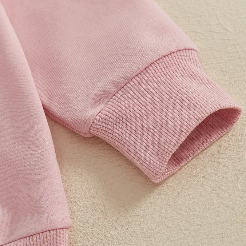 Toddler Girls 2-piece Set Adorable Long Sleeve Hoodie with Embroidered Letters and Heart Print Sweatpants Valentine s Day