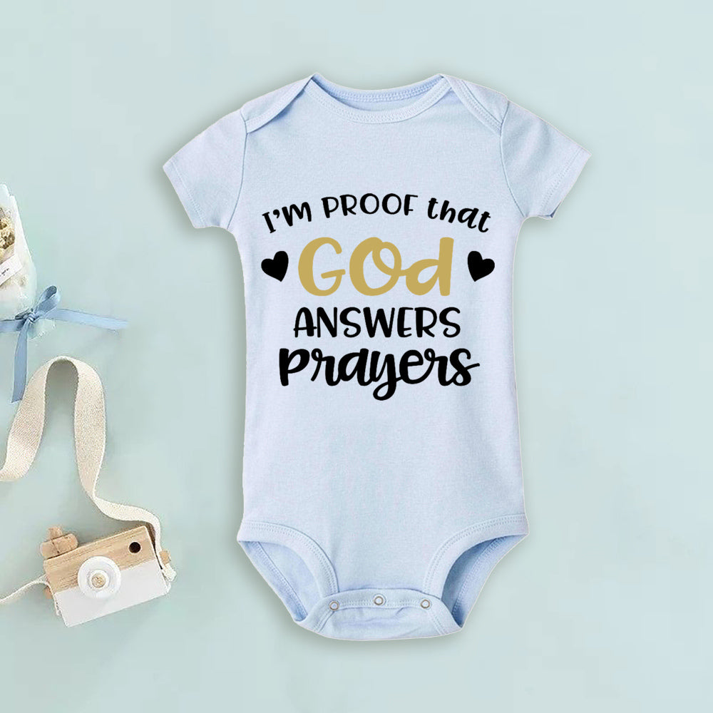 Proof That God Answers Prayers Baby Bodysuit Little Answered Prayer Romper Baby Announcement Bodysuits Newbron Shower Gift