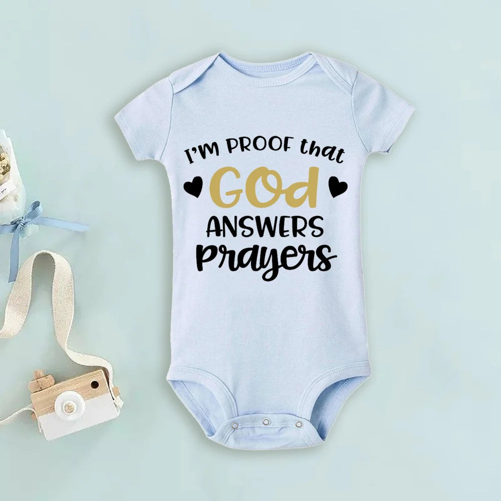 Proof That God Answers Prayers Baby Bodysuit Little Answered Prayer Romper Baby Announcement Bodysuits Newbron Shower Gift