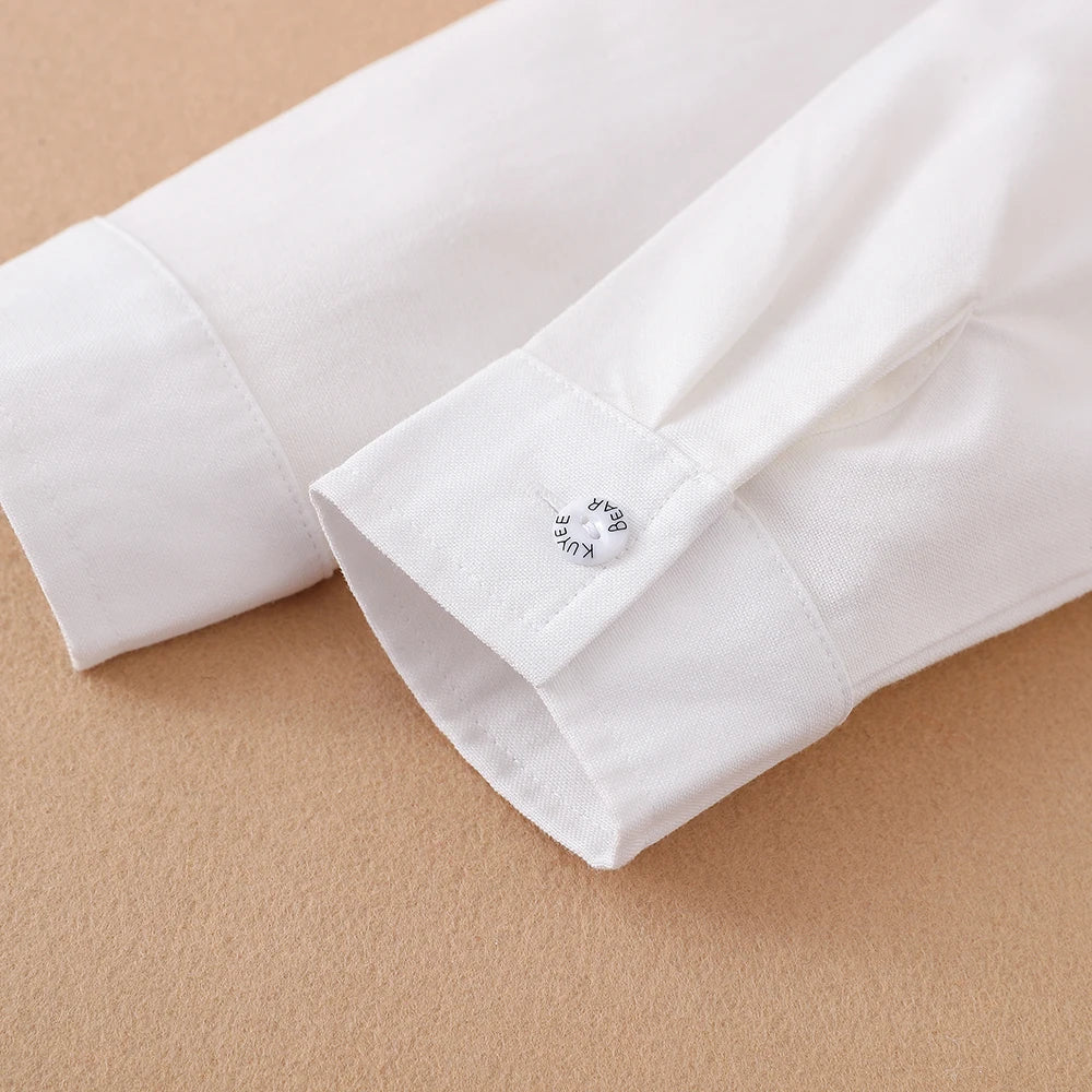 Boys School Uniform Shirts Long Sleeve Spring Autumn Turn-down Collar Kids Tops for School Children