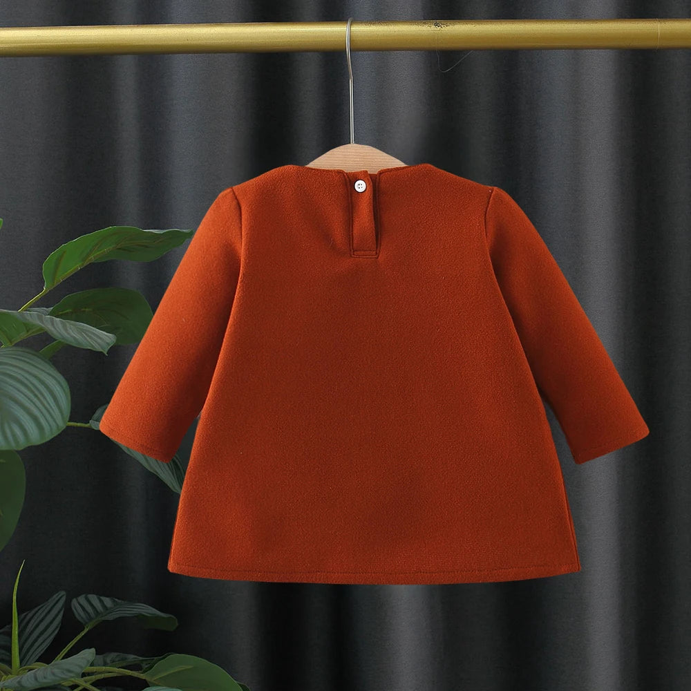 (6 Months -3 Years Old) New Korean Style Baby Girl Coat For Autumn And Winter, Sweet Bow Children'S Long Sleeved Clothes