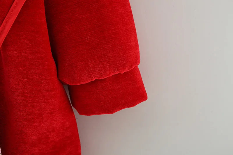 New Winter Embroidered Baby Girl Dress, Retro Style Children'S Clothing For Spring Festival Parties+Red Envelope Bag Giveaway