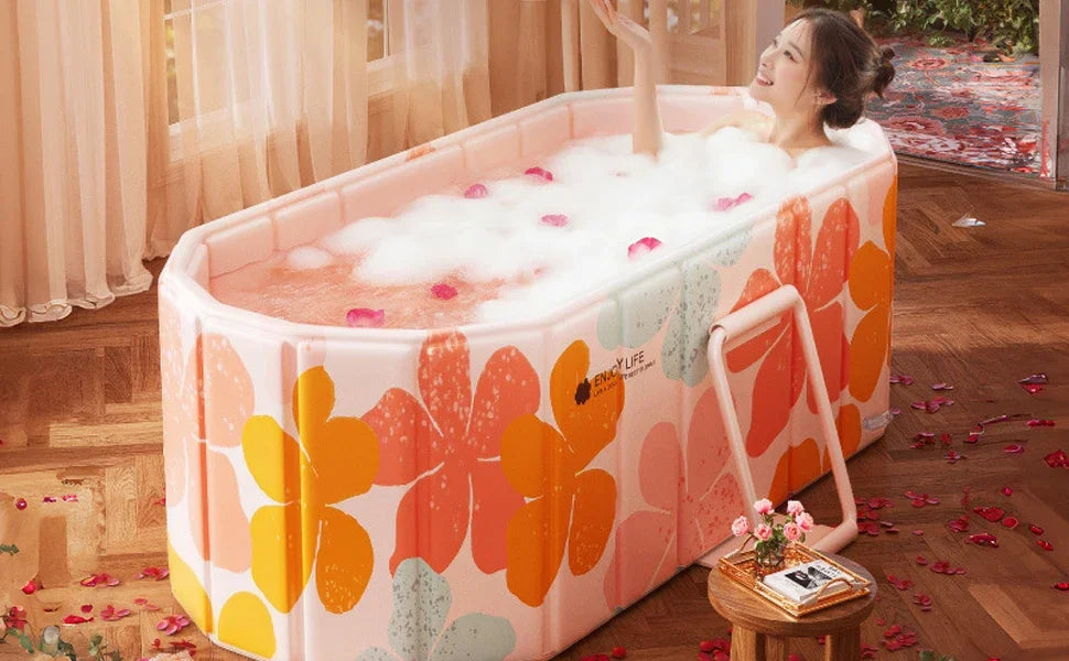 Foldable Bathtub Freestanding Japanese Soaking Tub Portable Shower Stall Tub Bathroom SPA Bath for Adult Kid Outdoor Hot Ice Tub