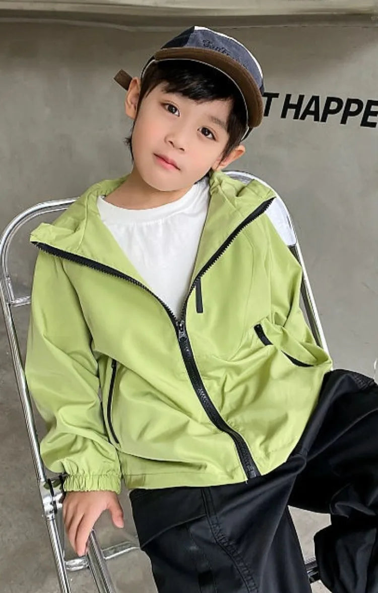 2025 New Kids Outdoor Jacket Unisex Sporty Design Spring Autumn Wear Trendy Waterproof Windproof Jacket for Boys Girls Ages 8-14