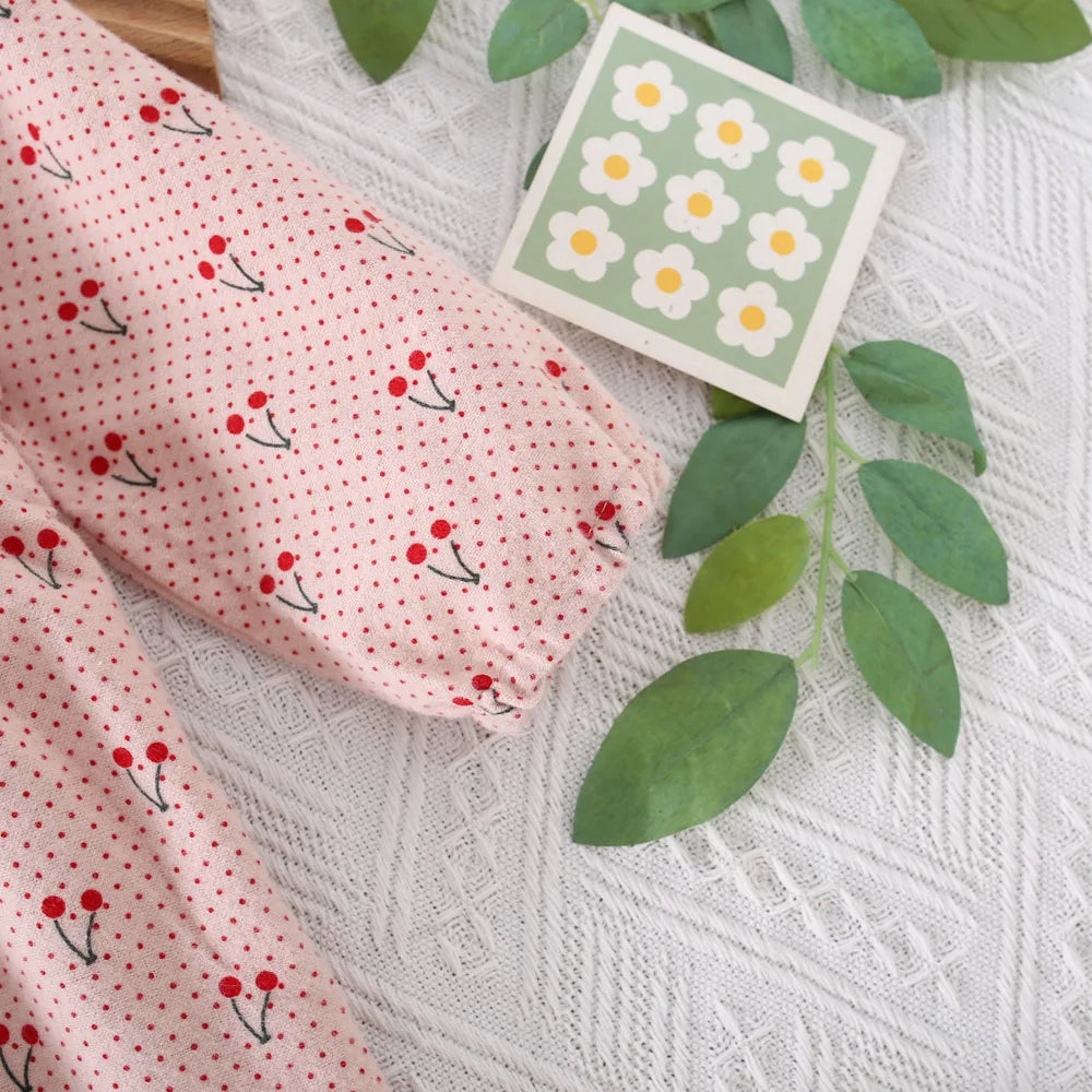 0-3 Year Old Baby Girl Dress, Spring And Autumn New Sweet Bow Cherry Long Sleeved Children'S Clothing