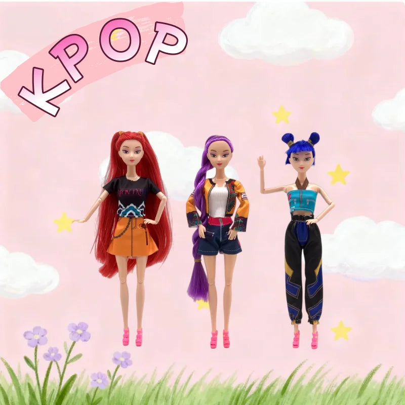 HOT Doll Toys Kpop Demon Hunters Action Figure Toy Rumi Mira Zoey Beautiful Princess Baby Girl Dolls Plastic DIY Toy for Girls