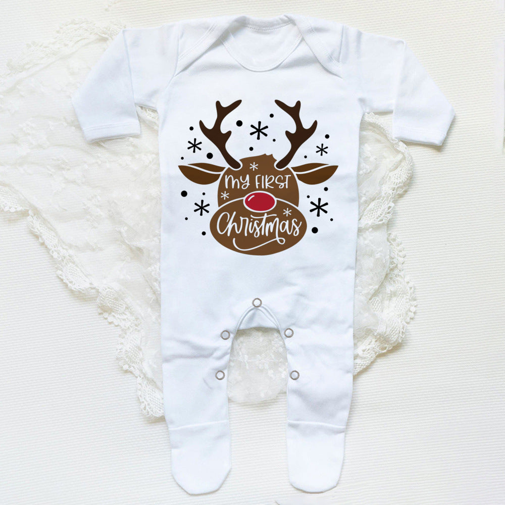 1st Christmas Babygrow Sleepsuit Boys Girls Cute Clothes Baby First Christmas Gift Toddler Xmas Sleepsuit Baby White Bodysuit