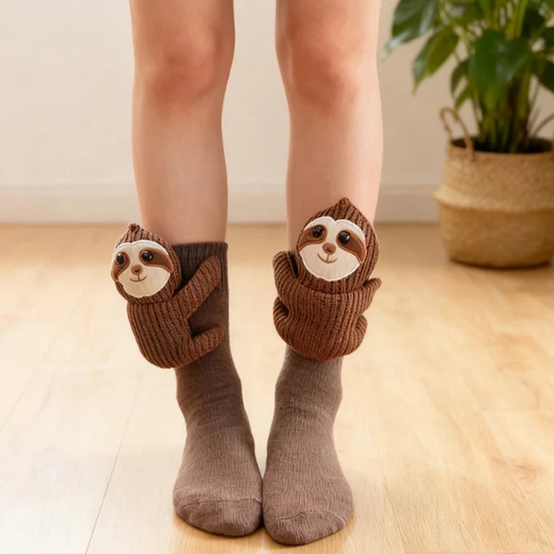 3D Knitted Animal Cute Socks Cozy Fuzzy Thick Warm Plush Kawaii Socks for Women Teens Kids Home Winter Holiday Christmas Gift