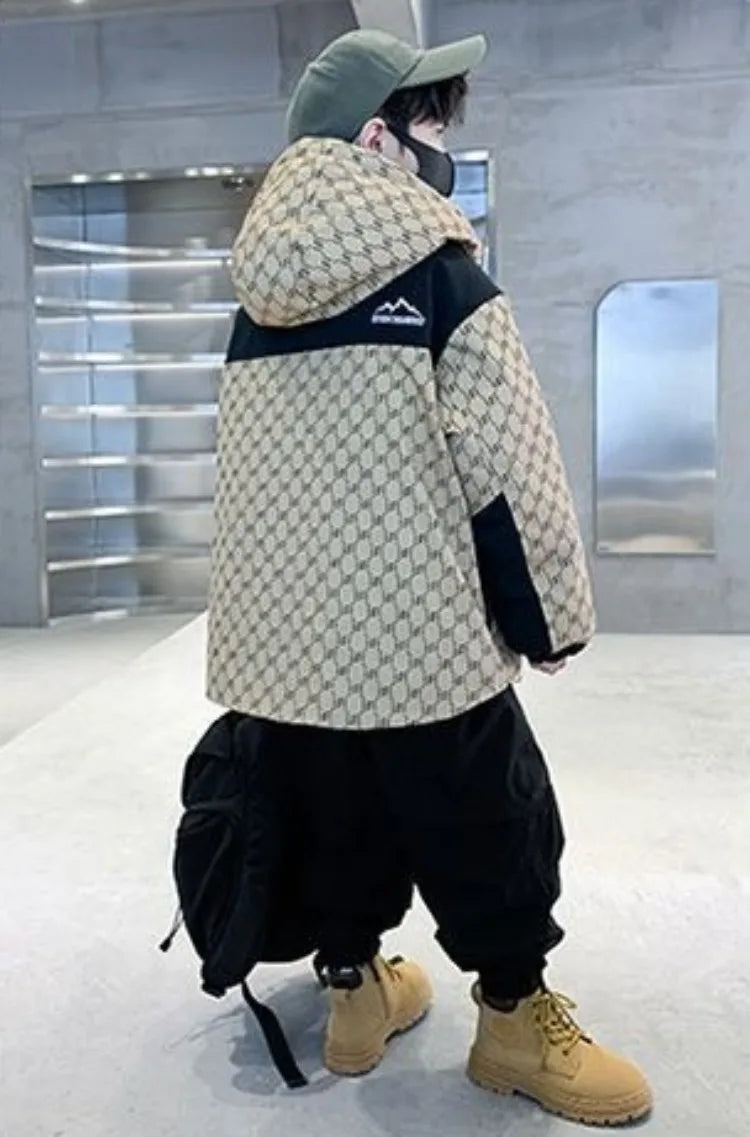 2025 New Boys' Thickened Winter Coat with Hood, Fleece-Lined Parka Jacket for Toddler Boys, Stylish & Warm Winter Wear