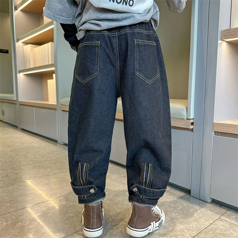 2025 New Boys' Denim Jeans 2025 Trendy Tween Boys Casual Long Pants Boys' Relaxed Fit Jeans Hot Sale