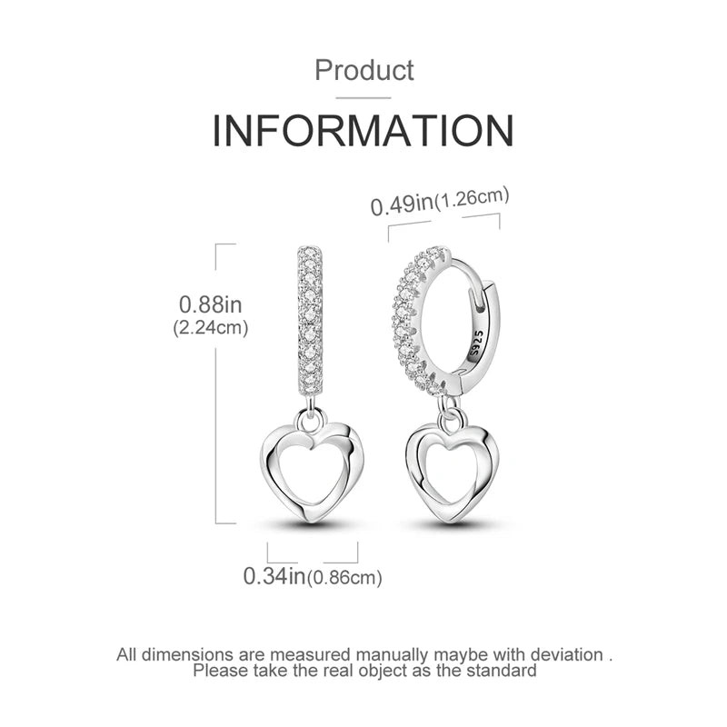 925 Sterling Silver Pave U Shape Heart Eardrop Earrings Hoop Earrings For Women Wedding Engagement For Girlfriend Birthday Gift