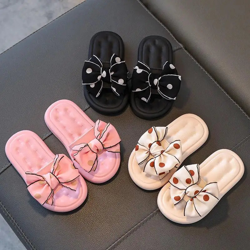 Summer Children's Slippers Girls Princess Non-slip Soft Sole Slippers Toddler Girl Shoes Bow Tie Slippers Flip Flops Outdoor