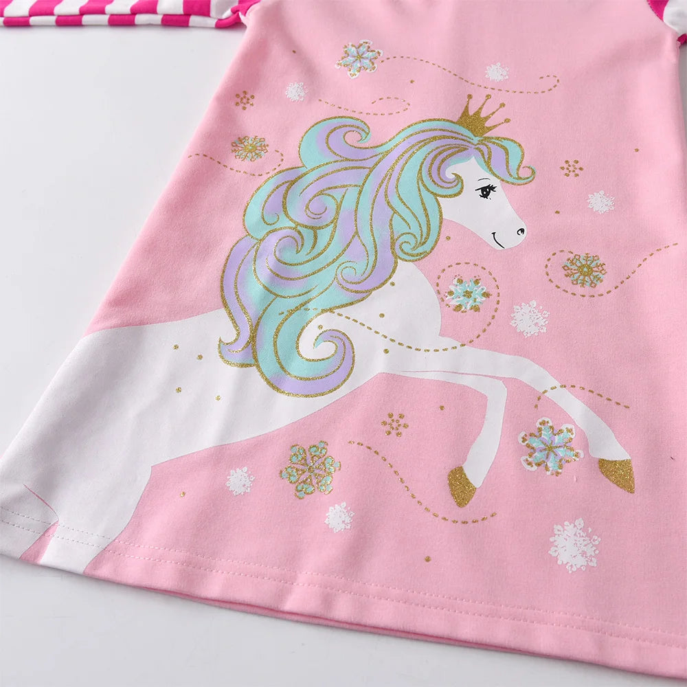 VIKITA Girls Hooded Dress Kids Pink Thick 100% Cotton Street Style Dresses Kids Pink Long Sleeve Autumn Spring Staight Frocks