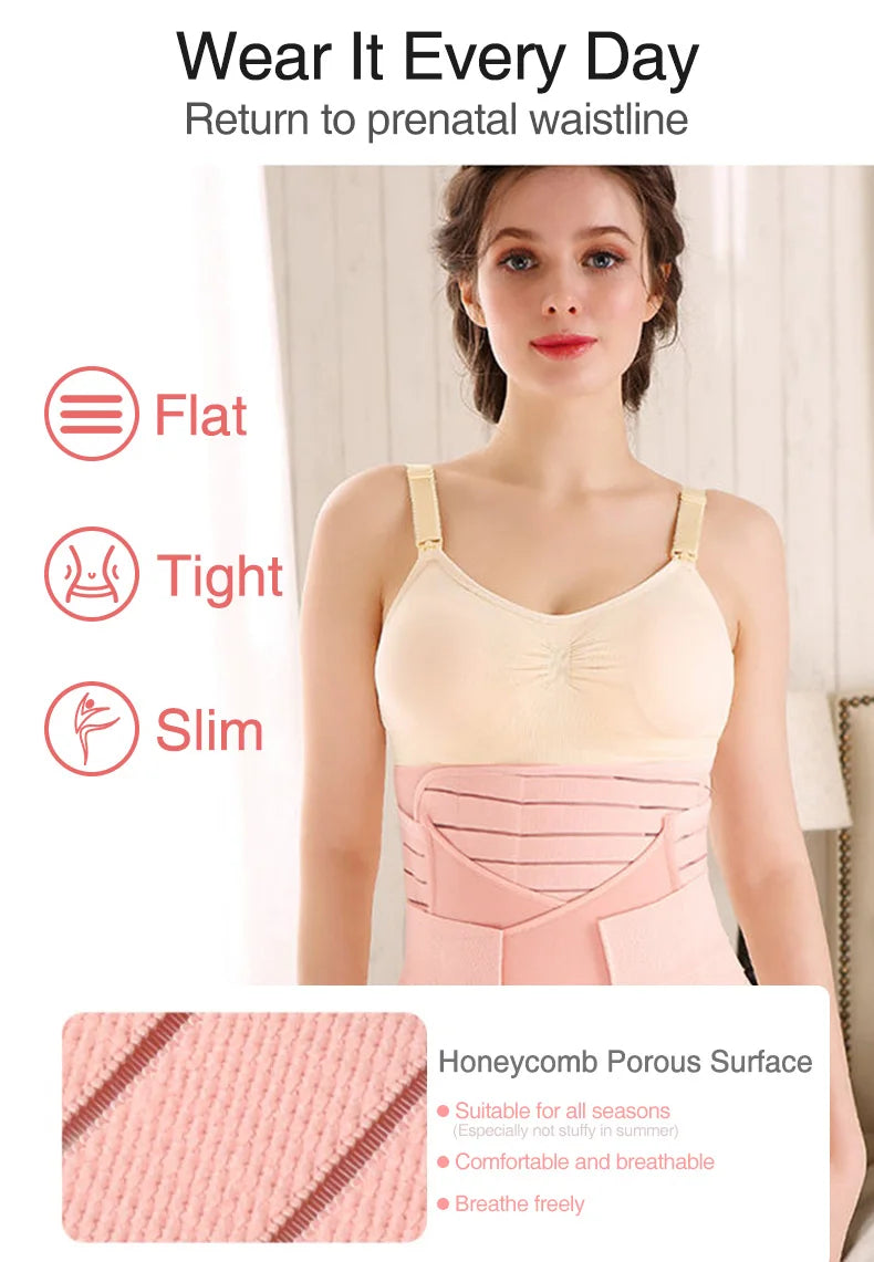 3in1 Postpartum Belly Band Breathable Maternity Support Belt Shapewear for after Pregnancy Women's Abdominal Compression Band