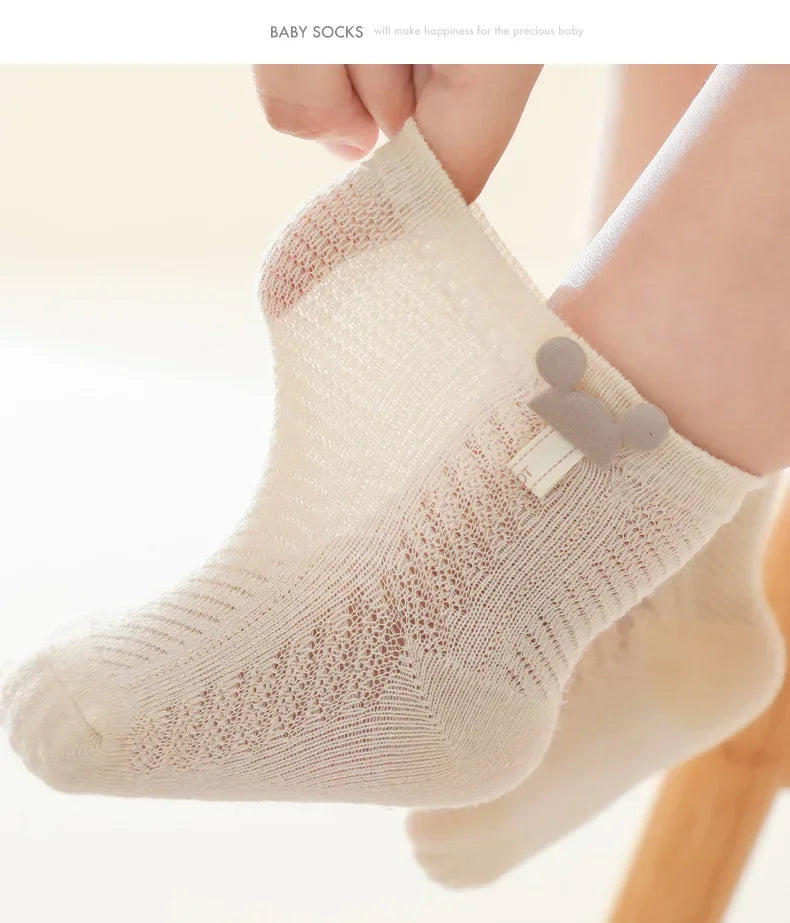 4Pairs/Lot Summer Baby Mesh Thin Socks Cartoon Soft Cotton Newborn Sock Princess Infant Toddler Girls Cute Breathable Socks