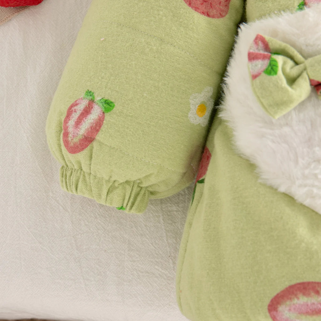 Winter New Sweet Strawberry Baby Girl Coat, Thick And Warm Cute Hat, Children'S Long Sleeved Clothes (9 Months -3 Years Old)