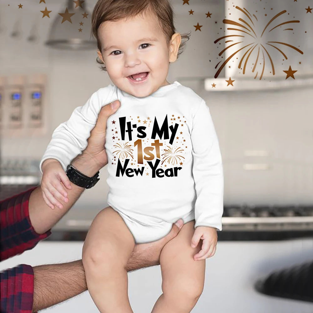 It Is My 1st New Year Baby Boy Girl Long Sleeve Romper Fashion Casual Robe Ropa Newborn Baby Bodysuit New Year Holiday Best Gift