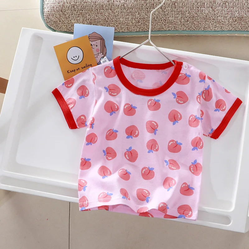 Children's Clothing T-shirt For Boys Girls Summer Cotton Fruit Print Short Sleeve Toddlers Tops Tees Soft Kids Clothes