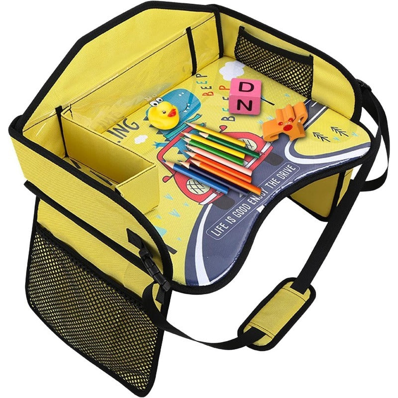 Kids Travel Tray for Toddler & Kids Car Seat, Lap Tray for Airplane, Carseat Table Tray with Organizer for Road Trip Activities