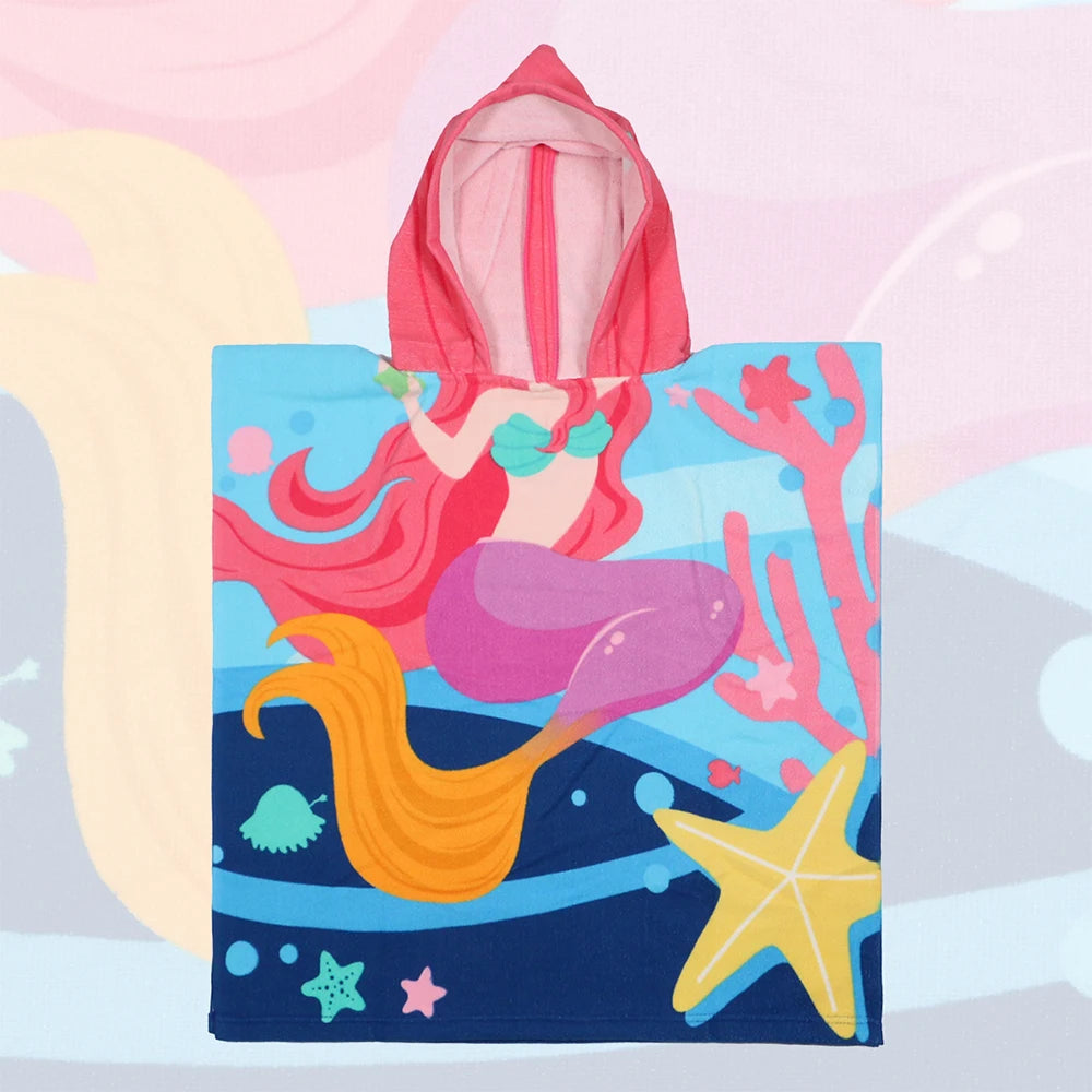 Children Bathing Stuff Kids Hooded Cape Towel Boy Shark Bathrobe Baby Dinosaur Bath Towel Girls Unicorn Beach Towel Wrap Blanket