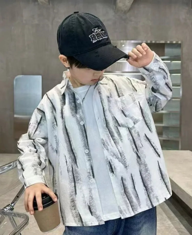 2025 New Boys' Spring Autumn Long Sleeve Shirt Toddler Boys Stylish Long Sleeve Shirt Trendy Design for Kids