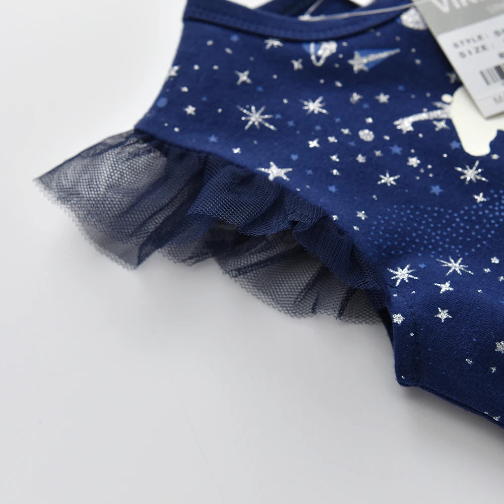 VIKITA Kids Licorne Cartoon Dress Girls Flare Sleeve Summer Dresses Girls Gradient Birthday Party Performance Princess Dresses