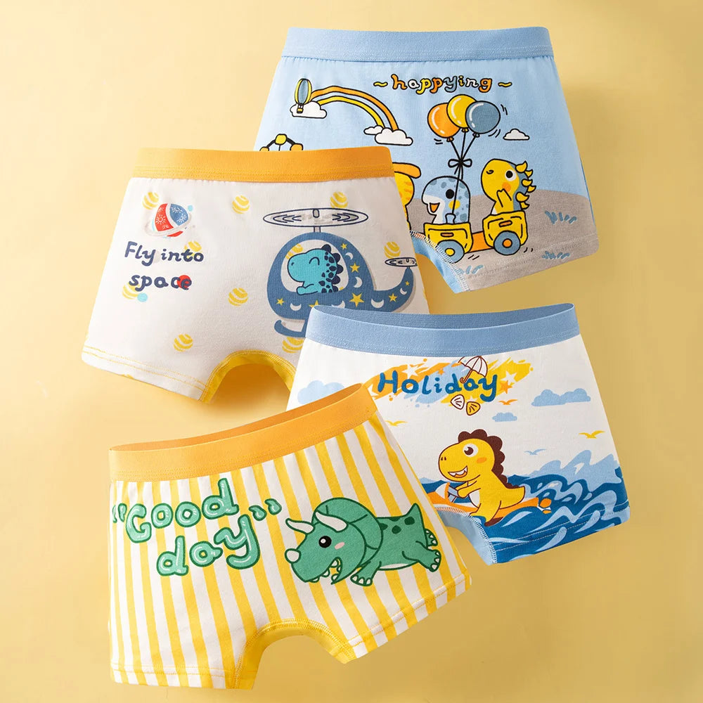 1/4/8/12 Pcs/pack Boys Boxer Briefs Kids Cotton Underwear Baby Boy Underpants Teenager Cartoon Print Soft Children Panties 4-12Y