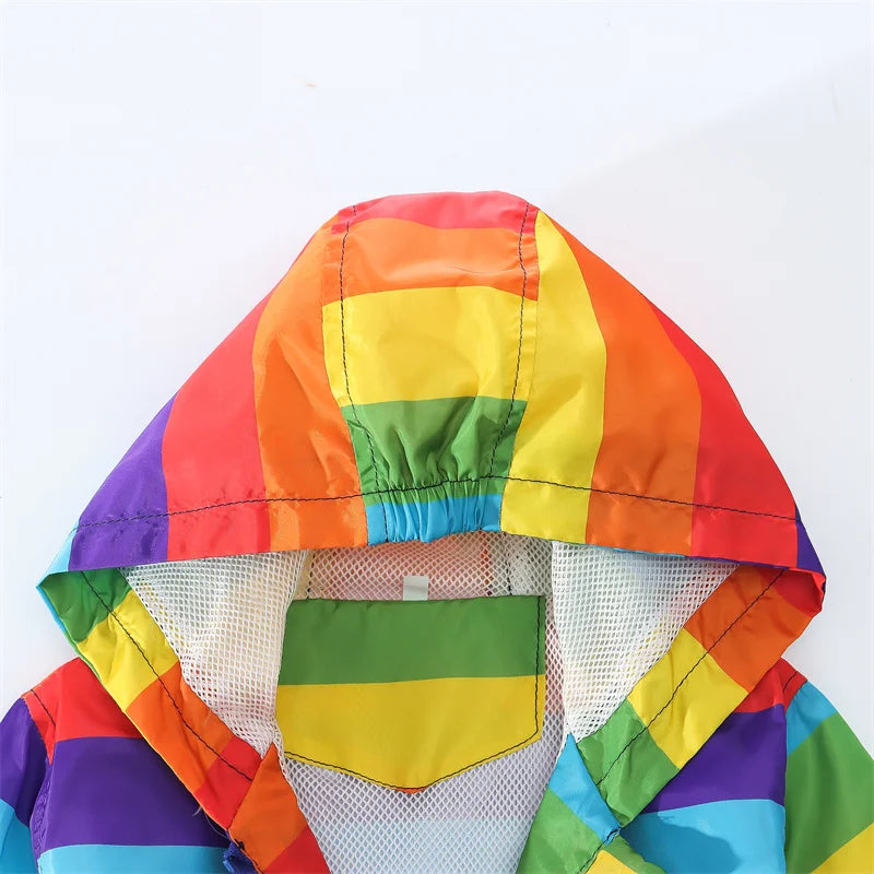 Spring And Autumn New Rainbow Striped Baby Boys Jacket, Simple Style Children'S Long Sleeve Clothes (9 Months -4 Years Old)