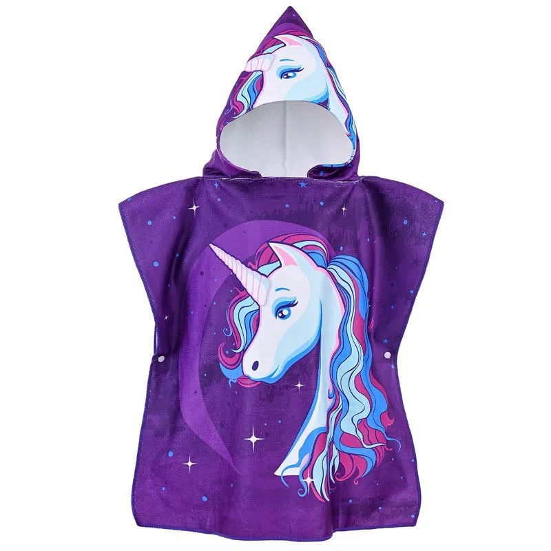 Cartoon Unicorn Baby Towels Set Kid Bath Towel Microfiber Hooded Beach Washcloth 0-6Year Children Cape Bathrobe Soft Bathing