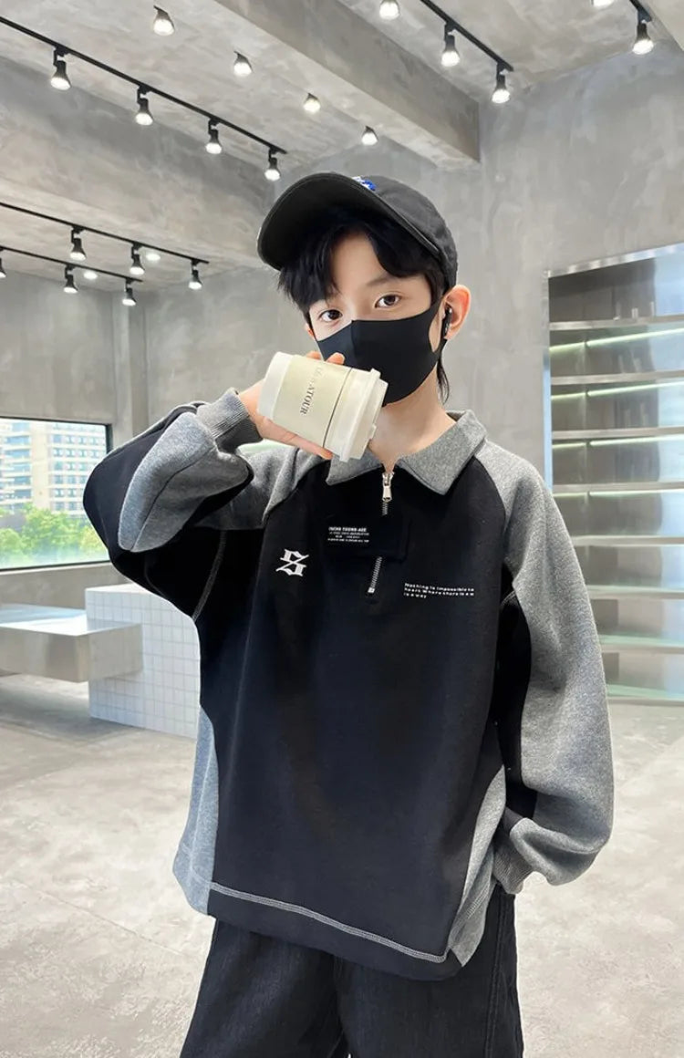 2025 New Arrival Boys' Base Layer Long Sleeve Top Spring Autumn Big & Mid Size Kids Stylish Cool Trendy Top