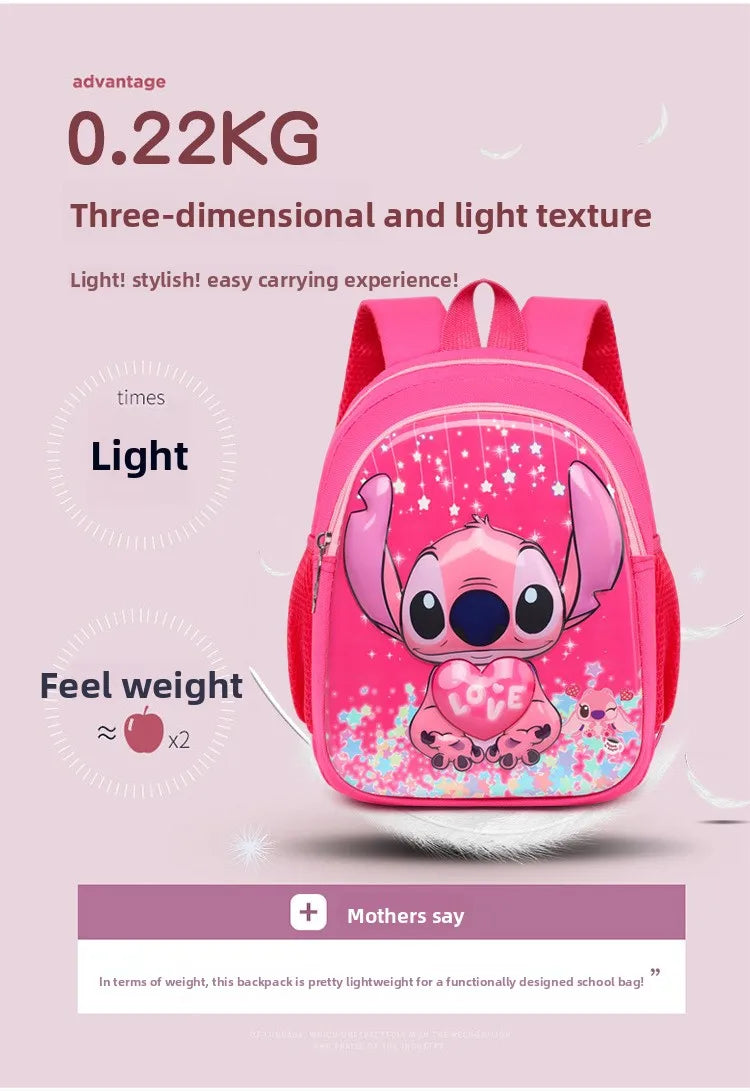 Disney Stitch New Kindergarten Schoolbag Cartoon Cute Boys and Girls Backpack High Quality Fashion Children's Schoolbag Light