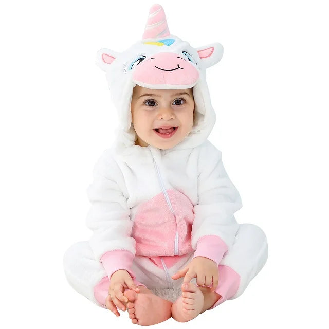 MICHLEY Halloween Costume Infant Baby Clothes Rompers Winter Flannel Hooded Bodysuits Pajamas Animals Overall Jumpsuit For Bebe