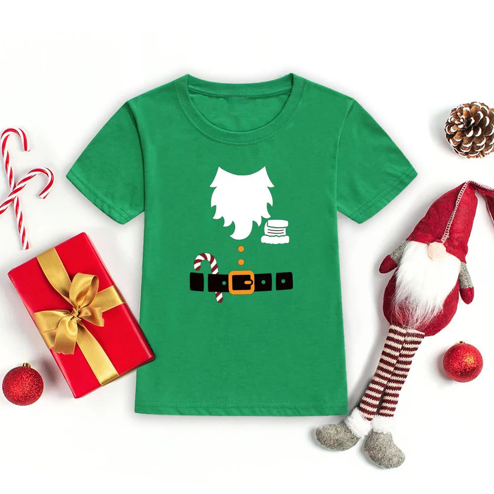 Christmas Santa Belt Kids T-shirt Boy Girl Clothes Toddler Funny Christmas Shirt Santa Costume Shirts Xmas Party Kid Gift Shirt