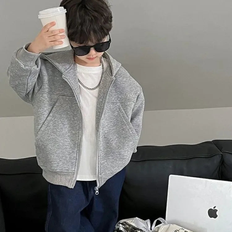 2025 New Boys' Toddler Autumn Spring Stylish Fashionable Hooded Hoodie Jacket - Cute Baby Kids Outerwear Top