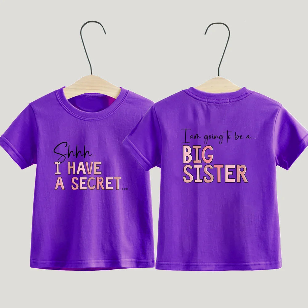 Big Sister T-Shirt I Have A Secret Promoted To Big Sister Pregnancy Announcement Gift Going To Be A Big Sister Kids Tee