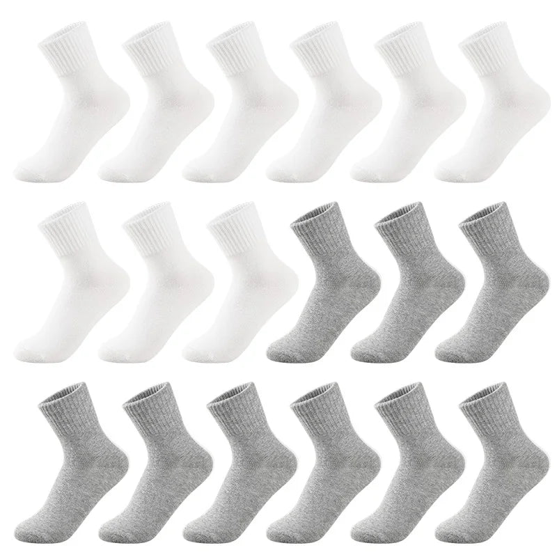 MIPP brand student antibacterial mid tube socks, all cotton anti odor pure white, sports school children, boys and girls