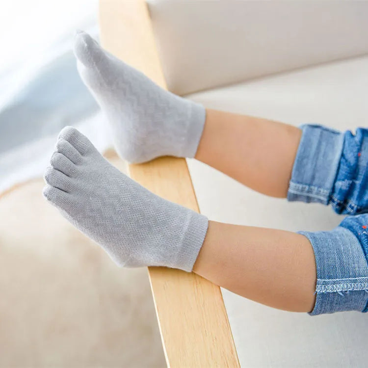 5 Pairs Toddler Baby Socks Solid Cotton Five Fingers Kids Boys Girls Mesh Breathable Toe Socks 1-3-6-10-12 Children Accessories