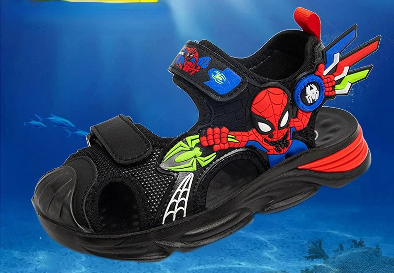 Disney Children's Cartoon Sandals Summer Boys' Beach Sandals Soft Soled Children's Sports Sandals Open Peep Toe Black Shoes