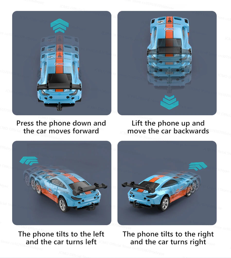 JCMO Racing Car Mini Scale 1:64 Three Speed Adjustment High Speed Mobile Phone Controllable Toy Remote Control Racer For Kids