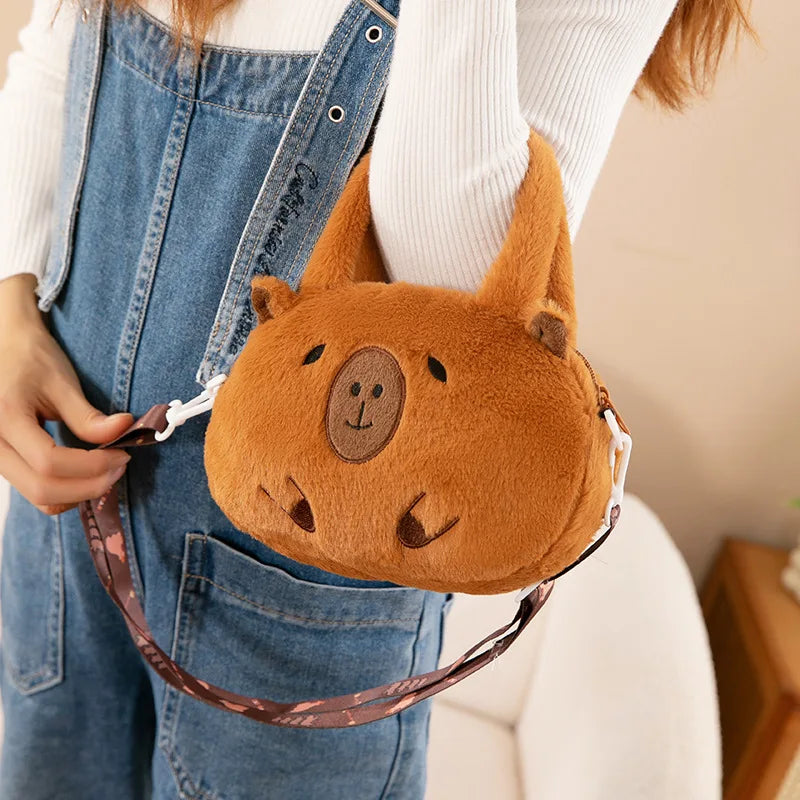 Cute new dolphin plush backpack,large capacity crossbody bag,soft handbag,multifunctional women's backpack cosmetic bag Capybara