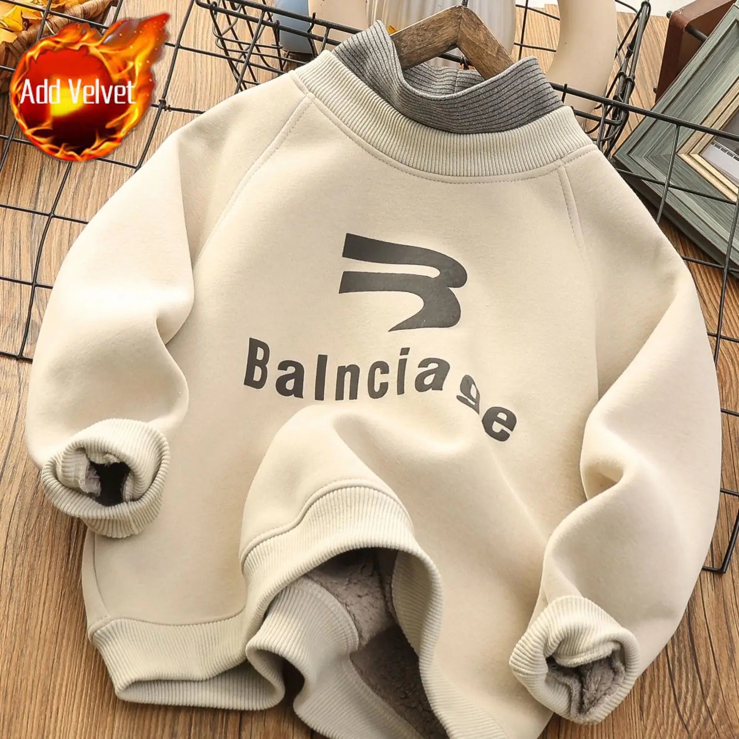 Boys' Big Kids Winter 2025 New Fake Two-Piece Fleece-Lined Mid-Collar Thickened Stylish Base Layer Sweatshirt Tops