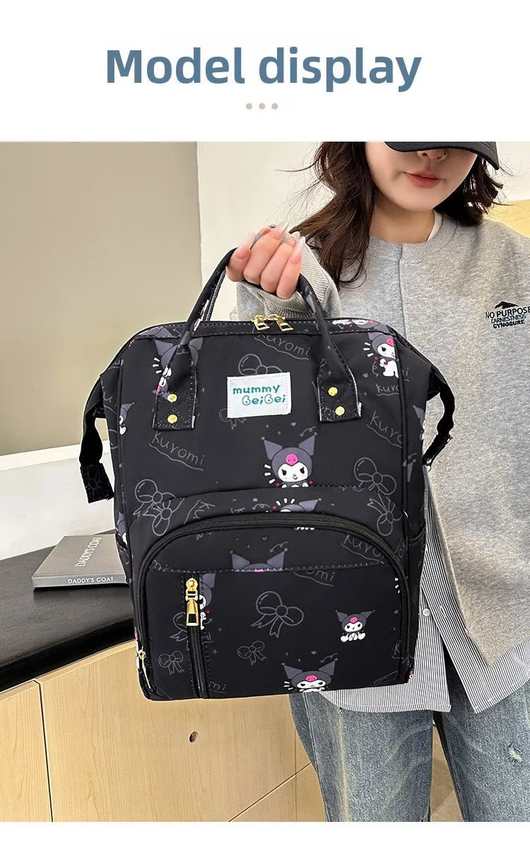 Kuromi New Diaper Bag Backpack Cartoon Cute Baby Diaper Bag Backpack Multifunctional Fashion Lightweight Baby Bag Large Capacity
