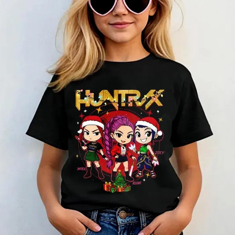 2025 KPop Demon Hunters T-shirts for Children Anime Cartoon Short Sleeved Shirt Boys Girls Fashion Top Kids Clothes Gifts