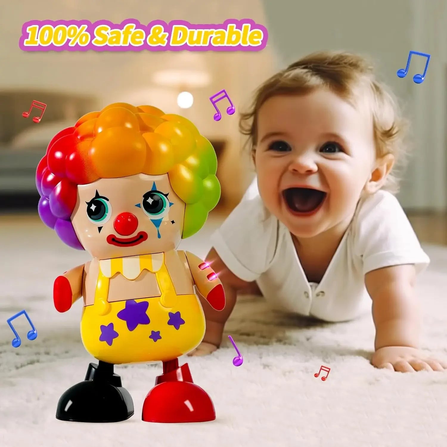 Dancing Clown Toys for Toddler & Baby Early Learning Educational Musical Light Up Clown Toys Halloween Decor Gift for Boys Girls