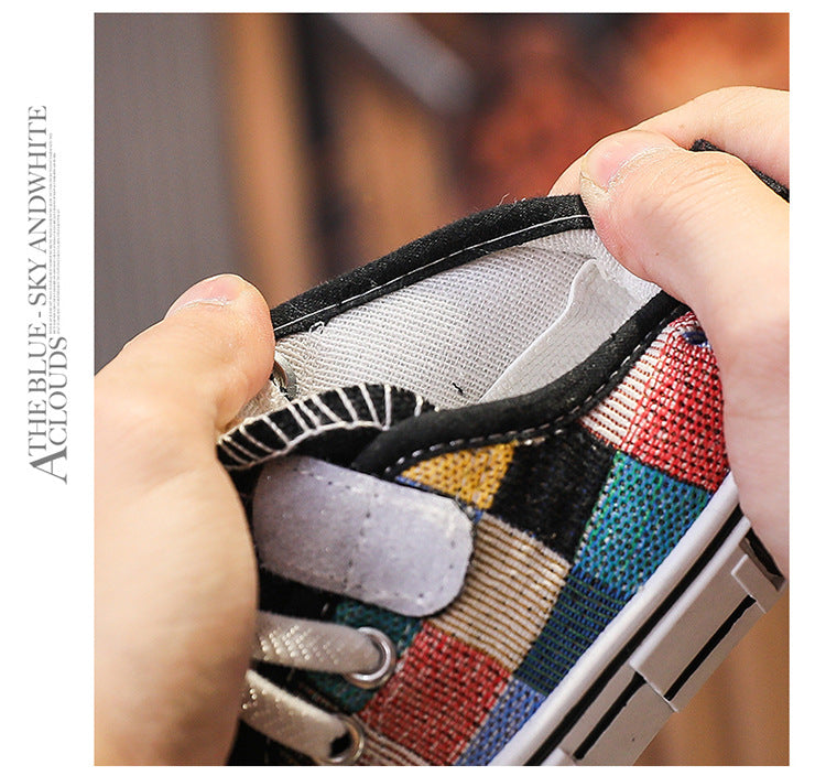 Children's Casual Shoes Toddlers Kids Canvas Sneakers for Boys Girls Fashion Classic Checkered Soft Rubber Sole Spring Autumn