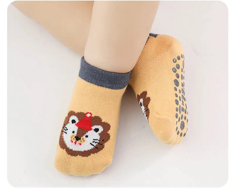 6 Pairs Spring Summer Kids Cotton Socks Children Autumn Cute Cartoon Animal Pattern Comfy Breathable Baby Non-slip Floor Socks
