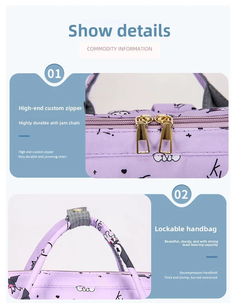 Kuromi New Diaper Bag Backpack Cartoon Cute Baby Diaper Bag Backpack Multifunctional Fashion Lightweight Baby Bag Large Capacity