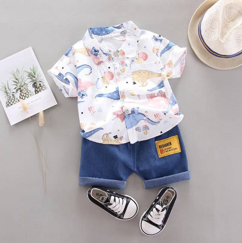 New Summer Baby Boys Clothes Suit Children Cartoon Shirt Shorts 2Pcs/Sets Infant Outfits Toddler Casual Costume Kids Tracksuits
