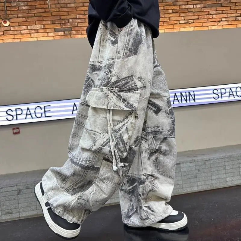 New 2025 Autumn Big Boys Wide-Leg Cargo Pants Loose Straight Comfortable Casual Bestseller for Teen Boys