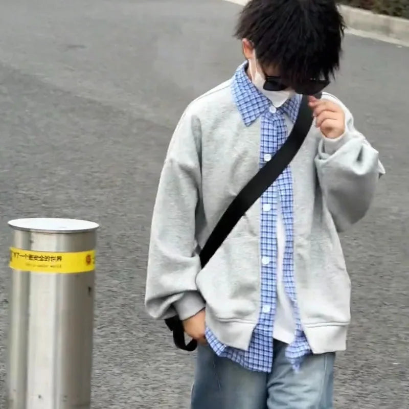 Autumn Boys 2 in 1 Loose Oversized Coat Layerable Cardigan Streetwear Essential Stylish Unisex